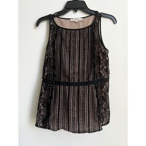 LOFT Black Lace‎ Sleeveless Top Blouse Size 0
